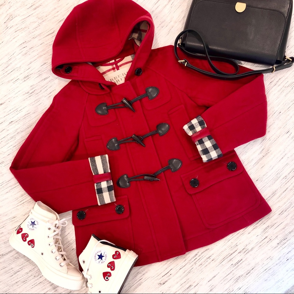 Burberry Brit Wool Duffle Coat- Red Size US 2